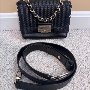 Michael Kors Black Woven Bag with Gold Accent